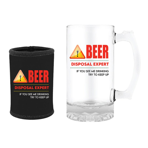 Tankard and Stubby Holder Gift Set 490mL Beer Disposal Expert Landmark BG1921