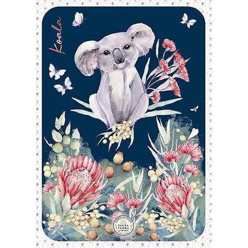 Old Tupton Ware Fauna Flora of Australia Tea Towel 50x70cm Navy Koala, Landmark OT326