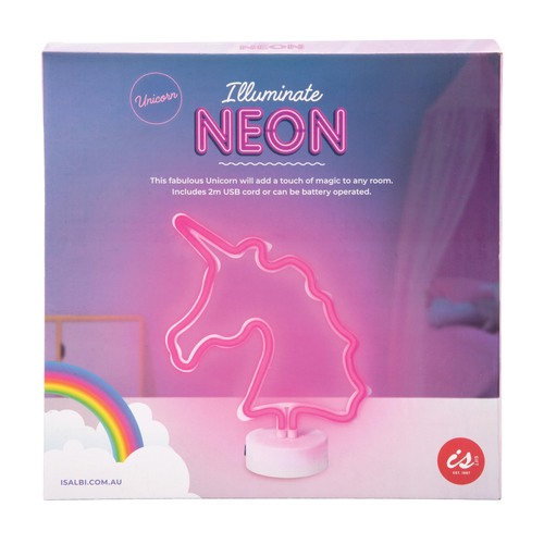 Illuminate Neon Light Unicorn 28cm Pink, isAlbi IS82041