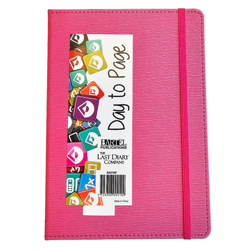 2025 Diary Becall A5 Day to Page Casebound Hot Pink Last Diary Company BA51HP