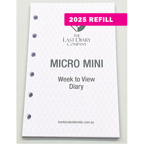 2025 Refill Nicholls A7 Micro Mini Week to View Diary Last Diary Company NA77