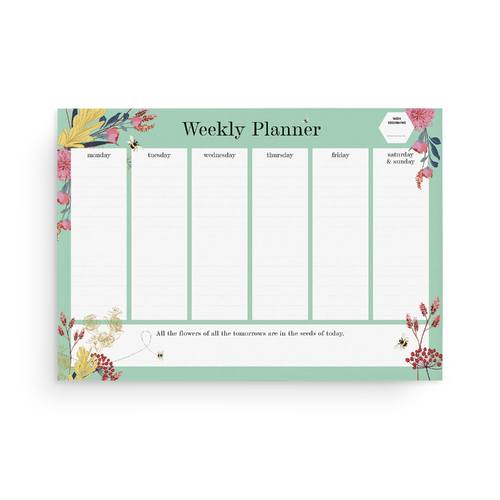 Undated Planner Affirmations Bee A4 Weekly Desk Pad BEEPLANNER25