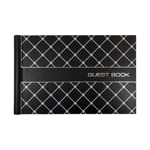 Ozcorp Guest Book Argyle Black, Signature Book GBK01