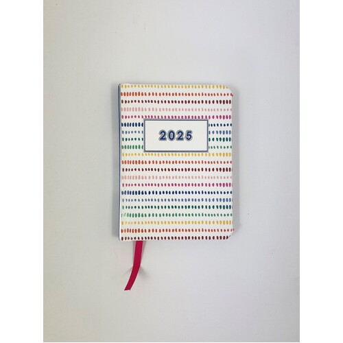 2025 Diary Fashion A7 Week to View Hard Cover Stripes, OzCorp DA15