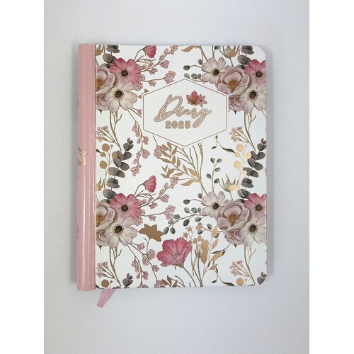 2025 Diary Fashion A5 Week to View Spiral Pink Petals, OzCorp D814