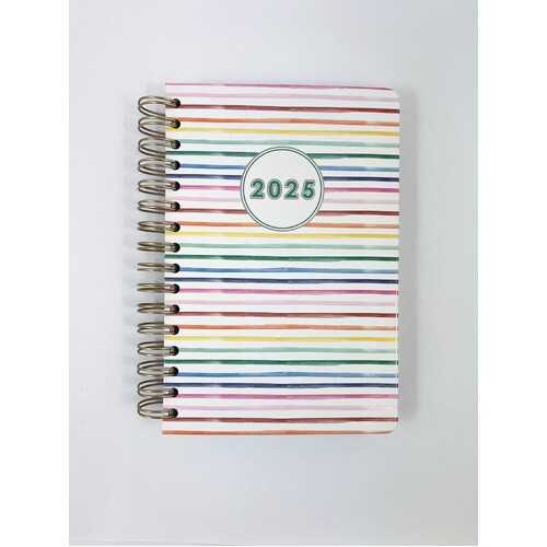 2025 Diary Fashion A5 Day to Page Spiral Stripes, OzCorp D818