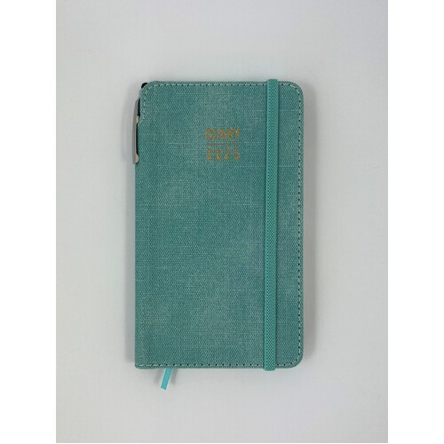 2025 Diary Contempo Slim Week to View w/ Pen Aqua, Ozcorp D821