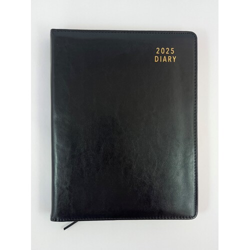 2025 Diary Contempo A4 Day to Page Spiral Black, Ozcorp D849