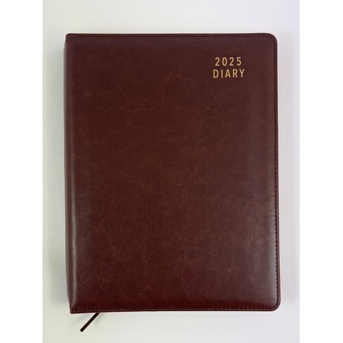 2025 Diary Contempo A4 Day to Page Spiral Chocolate, Ozcorp D850