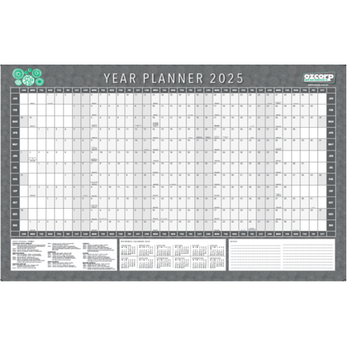 2025 Year Planner OzCorp 870x605mm Wall Rolled WYP25