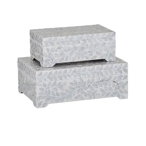 Gigi Inlay Boxes Set of 2 White, Home Decor, Coast to Coast Home FU4054