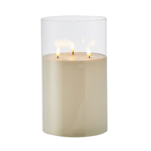 Rogue LED Pillar Triflame Candle 15x25cm Glass 45.2141.00