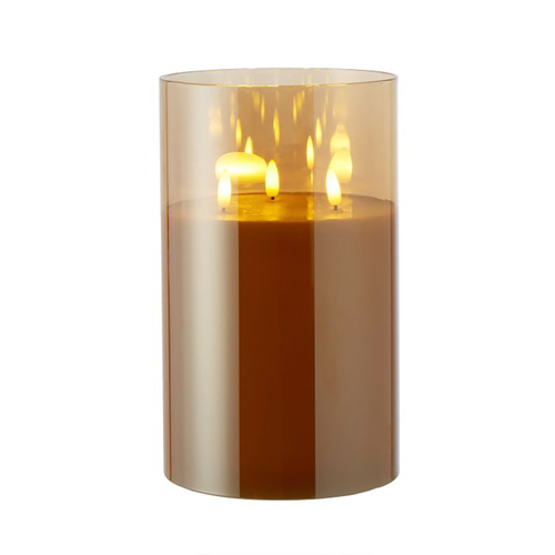 Rogue LED Pillar Triflame Candle 15x25cm Amber 45.2144.62