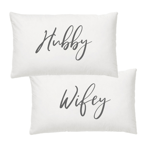 Splosh Wedding Pillowcase Set 74x48cm Hubby Wifey Wedding Gift WDE118