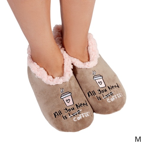 SnuggUps Slippers Women's Quote Medium Coffee, SNWQCO02