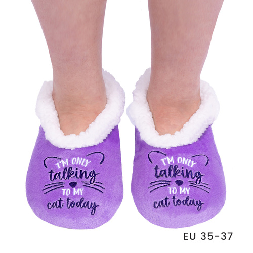 SnuggUps Slippers Women's Quote Small Cat, Splosh SNWQCAT01