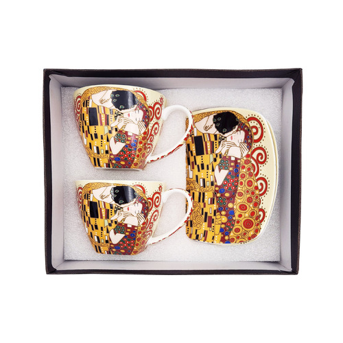 PNC Cups & Saucers Set 220mL Embossed Kiss 4-Piece Fine Bone China CW1538CS