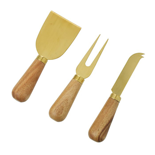 Davis & Waddell Acacia Brass Cheese Knives Set of 3 isAlbi DES0625