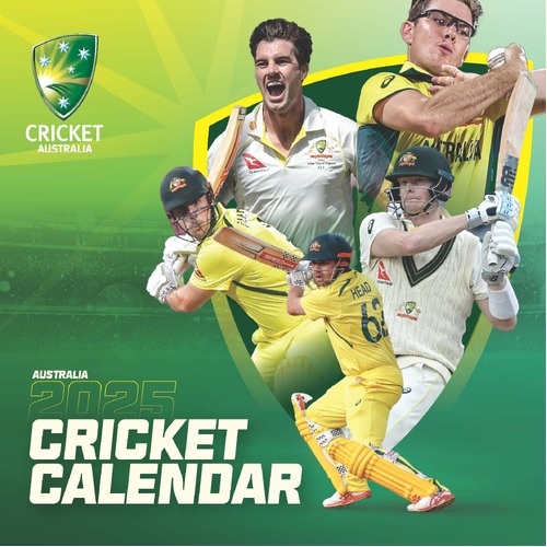 2025 Calendar Cricket Australia Square Wall Browntrout A04244