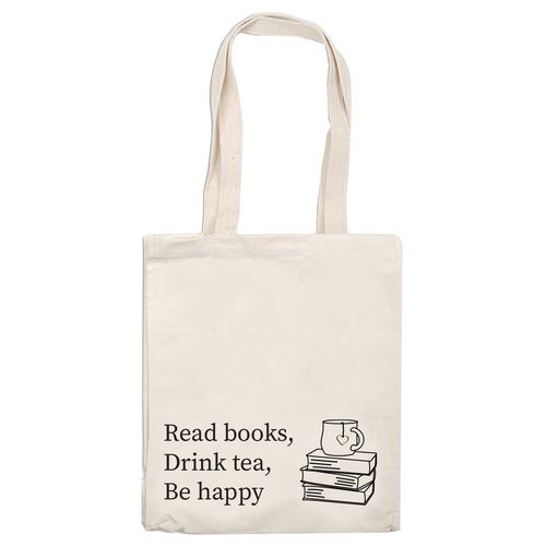 Artico Tote Bag Read Books Drink Tea Be Happy Library Shopping Bag TB010