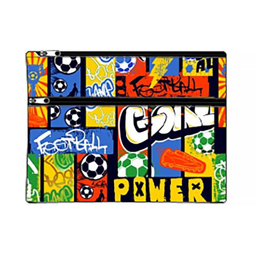 Got It Covered Pencil Case 34cm Large 2-Zip Soccer Graffiti