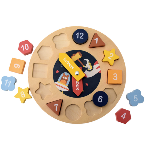 Koala Dream Wooden Puzzle Space Clock Shape Sorter, Eleganter WT350