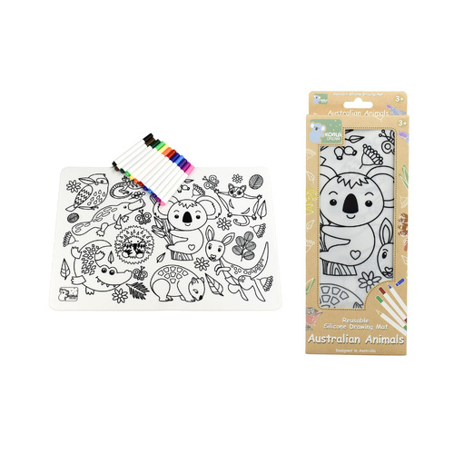 Koala Dream Drawing Mat Reusable Silicone with Markers 38cm Australian Animals, Eleganter CA3030C