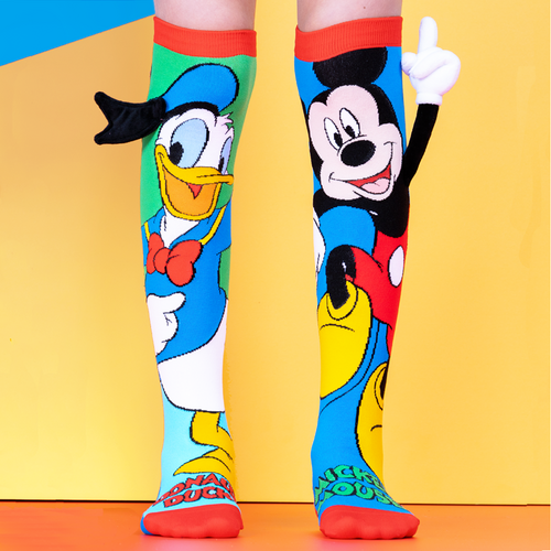 Madmia Socks Ages 6-99 One Size Fits Most - Donald Duck & Mickey Mouse Novelty Socks