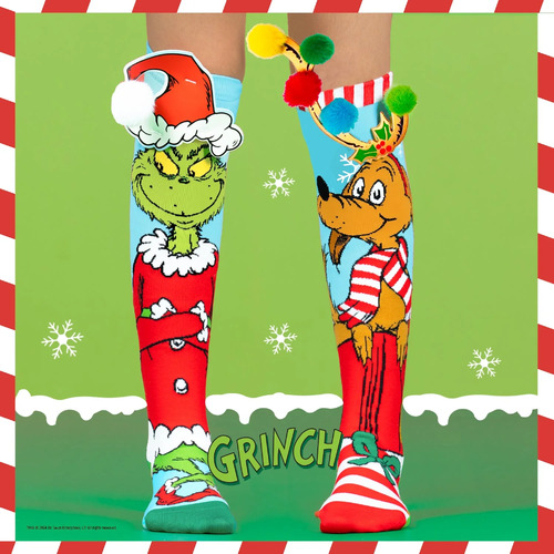 Madmia Socks Ages 6-99 One Size Fits Most - GRINCH & MAX