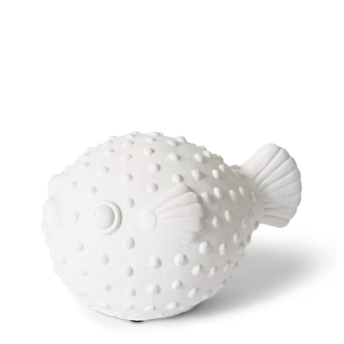 Elme Living Figurine Blow Fish Sculpture 18x12x10cm White DE.024.WH Home Decor