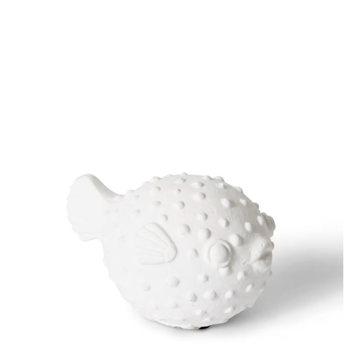 Elme Living Figurine Blow Fish Sculpture 13x9x8cm White DE.023.WH Home Decor