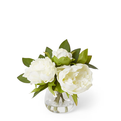 Elme Living Artificial Flowers Peony Mix in Alma Vase 19cm White AL.007.CLWH