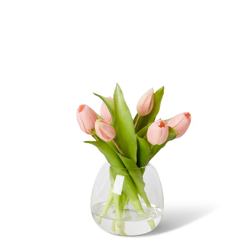 Elme Living Artificial Flowers Tulip Bunch in Alma Vase 25cm Pink AL.214.CLPK