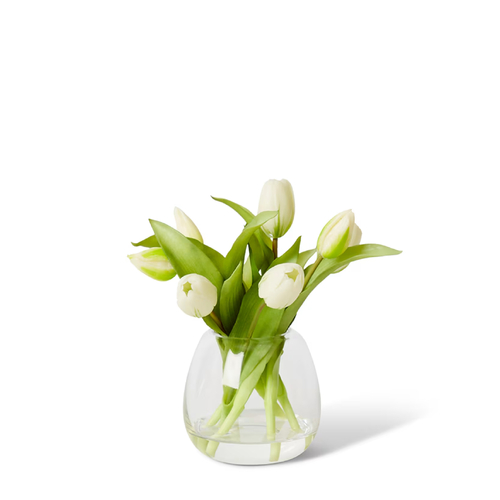 Elme Living Artificial Flowers Tulip Bunch in Alma Vase 25cm White AL.214.CLWH