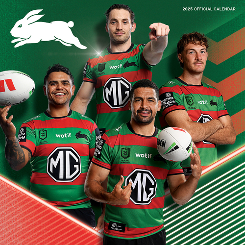 2025 Calendar NRL South Sydney Rabbitohs Square Wall Paper Pocket CNRB13