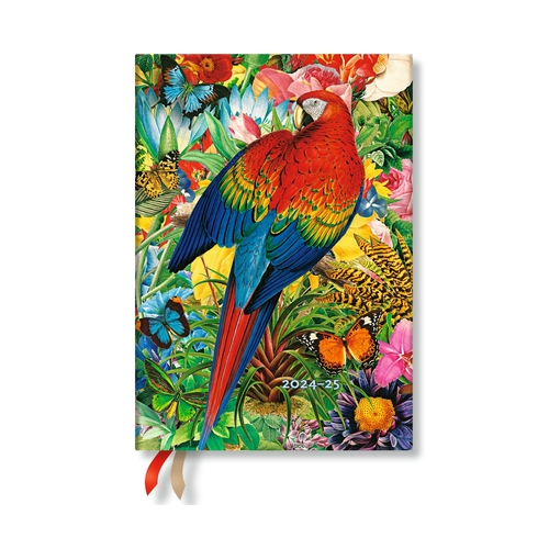 2024-2025 18-Month Diary Paperblanks Tropical Garden H/cover Midi Week-At-A-Time Horiz.