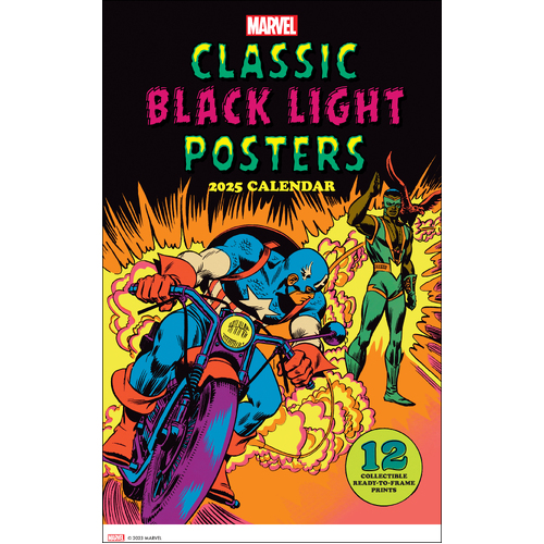 2025 Calendar Marvel Classic Black Light Posters A3 Wall Andrews McMeel AM74294