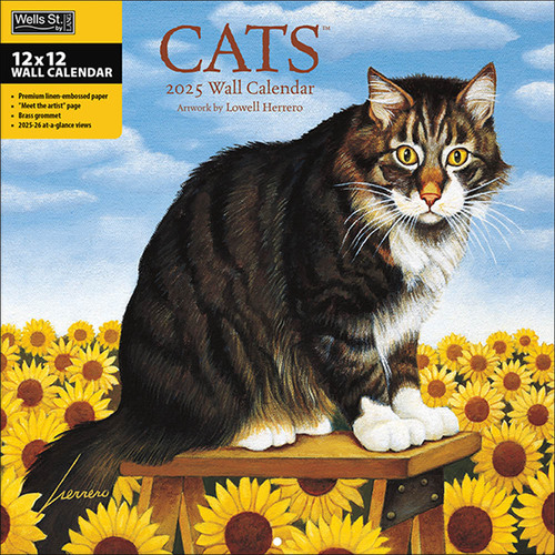 2025 Calendar Cats Square Wall Wells St. by Lang L32120