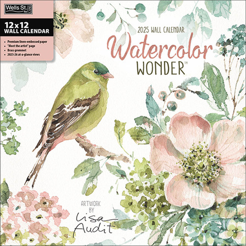 2025 Calendar Watercolor Wonder Square Wall Wells St. by Lang L32281