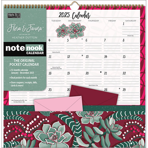 2025 Calendar Note Nook Flora & Fauna Wall Wells St. by Lang L32816