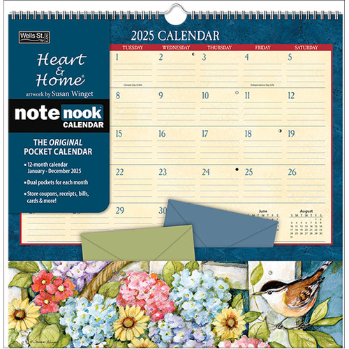 2025 Calendar Note Nook Heart & Home Wall Wells St. by Lang L32830