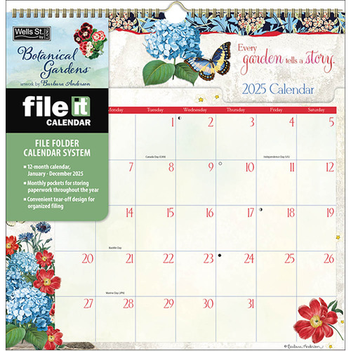 2025 Calendar File-It Botanical Gardens Square Wall Wells St. by Lang L33813