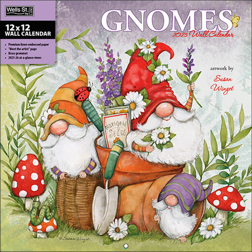 2025 Calendar Gnomes Square Wall Wells St. by Lang L35572