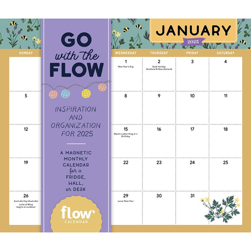 2025 Calendar Go with the Flow: Inspiration and Organization for 2025 Magnetic Wall Workman Publishing