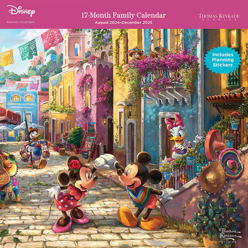 2025 Calendar Thomas Kinkade Disney Dreams Coll. 17-Month Family Planner Square Wall Andrews McMeel AM89074