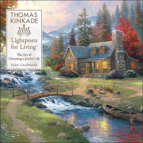 2025 Calendar Thomas Kinkade Lightposts for Living Square Wall Andrews McMeel AM89111