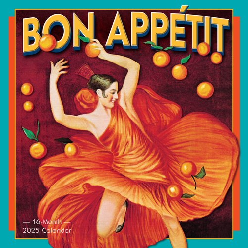 2025 Calendar Bon Appetit: Vintage Food Posters 16-Month Square Wall Sellers Publishing S39656