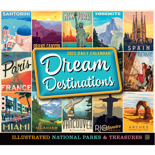 2025 Calendar Dream Destinations Day-to-Day Boxed Sellers Publishing S41024