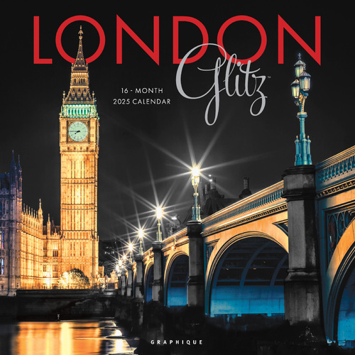 2025 Calendar London Glitz 16-Month Square Wall Graphique GF36839