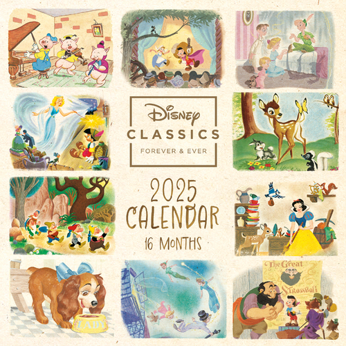 2025 Calendar Disney Classics Forever & Ever 16-Month Square Wall Pyramid I31548